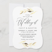 Elegante Gold Leaf Spring Hochzeit im Herbst Einladung (Vorderseite)