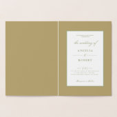 Elegante Gold Lemons & Foliage Wedding Real Folienkarte (Innenseite)