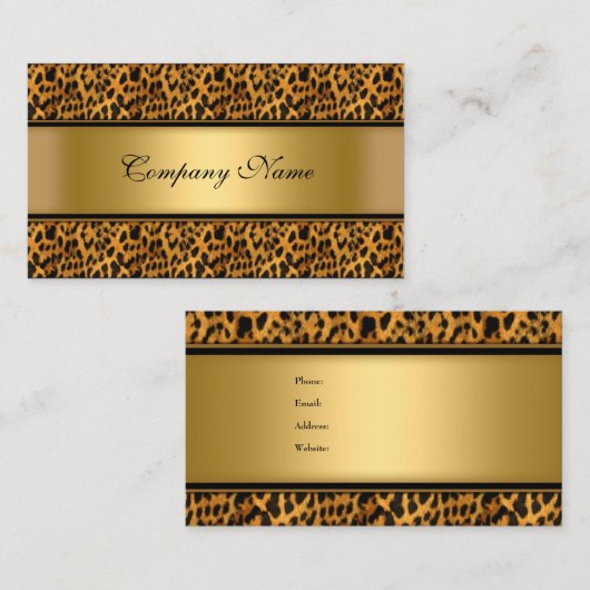 Elegante Gold Leopard Animal Print Visitenkarte (Vorne/Hinten)
