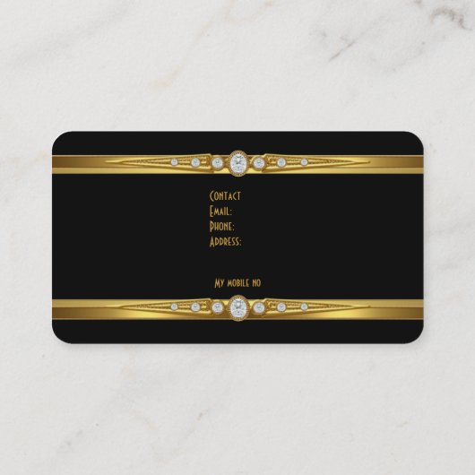 Elegante Gold Leopard Black Imitats Diamond Visitenkarte (Rückseite)