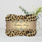 Elegante Gold Leopard Geburtstagsparty Einladung (Stehend Vorderseite)