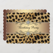 Elegante Gold Leopard Geburtstagsparty Einladung (Vorne/Hinten)