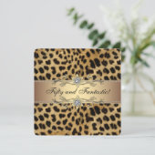 Elegante Gold Leopard Geburtstagsparty Einladung (Stehend Vorderseite)