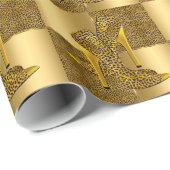 Elegante Gold Leopard High Heel Shoes Animal Print Geschenkpapier (Rolleneckpunkt)