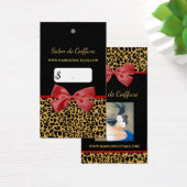 Elegante Gold Leopard Print Red Bow Foto Pricetag (Schreibtisch)