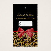 Elegante Gold Leopard Print Red Bow Foto Pricetag (Vorderseite)