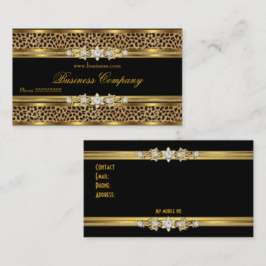 Elegante Gold Leopard VERZIERT Visitenkarte (Vorne/Hinten)