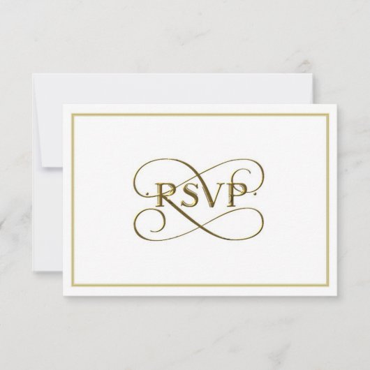 Elegante Gold Letters RSVP Cards Karte (Vorderseite)