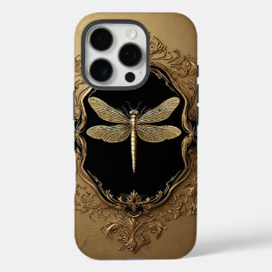 Elegante Gold-Libelle-Illustration iPhone 16 Pro Hülle