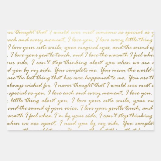 Elegante Gold Liebe Moderne Skripttypografie Hochz Geschenkpapier Set (Vorderseite 2)