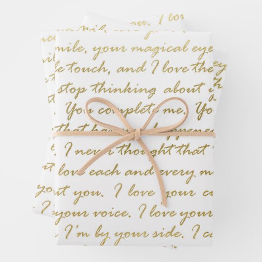 Elegante Gold Liebe Moderne Skripttypografie Hochz Geschenkpapier Set (Beispiel)