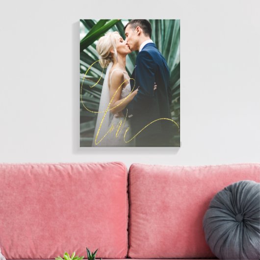 Elegante Gold Liebe Script Wedding Leinwanddruck (Insitu (Wohnzimmer))
