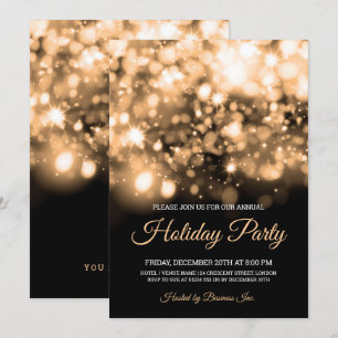 Elegante Gold Lights Corporate Holiday Party Einladung