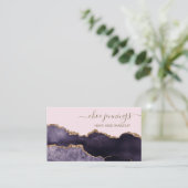 Elegante Gold Lila Marble Script Abstrakt Visitenkarte (Stehend Vorderseite)