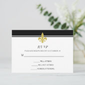 Elegante Gold Lilie Black and White UAWG RSVP Karte (Stehend Vorderseite)