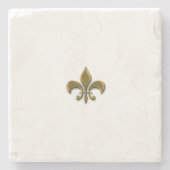 Elegante Gold Lilie Französisch Vintag Steinuntersetzer (Vorderseite)