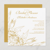 Elegante gold Lily Blume Bridal Dusche Einladung (Vorne/Hinten)