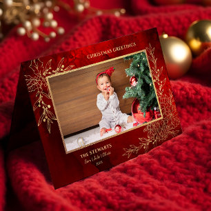 Elegante Gold Line Gezeichnet Weihnachten Botanisc