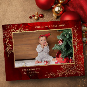 Elegante Gold Line Gezeichnet Weihnachten Botanisc