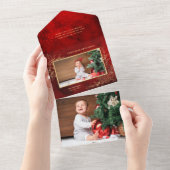 Elegante Gold Line Gezeichnet Weihnachten Botanisc All In One Einladung (Abreißen)