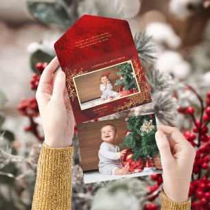 Elegante Gold Line Gezeichnet Weihnachten Botanisc All-in-One-Einladung