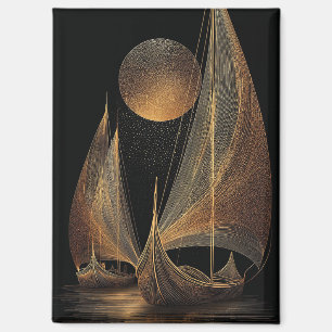 Elegante Gold Line Kunst, Dichtung und Musik Magnet