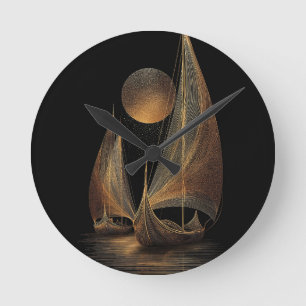 Elegante Gold Line Kunst, Dichtung und Musik Runde Wanduhr