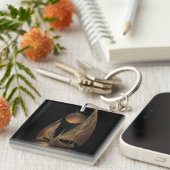 Elegante Gold Line Kunst, Dichtung und Musik Schlüsselanhänger (Vorderseite rechts)