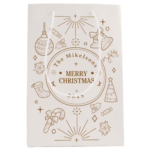 Elegante Gold Line Mittlere Geschenktüte (Vorderseite)