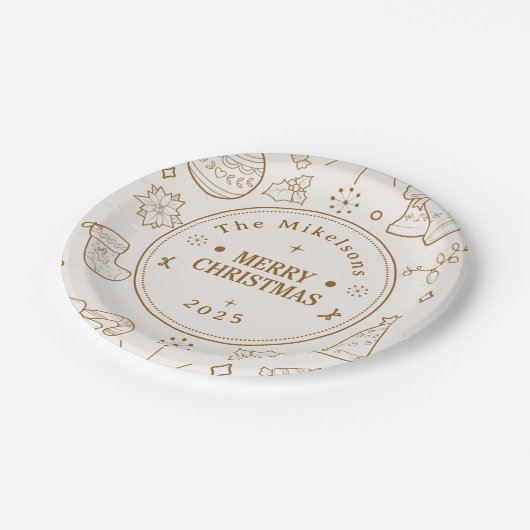 Elegante Gold Line Pappteller (Schrägansicht)