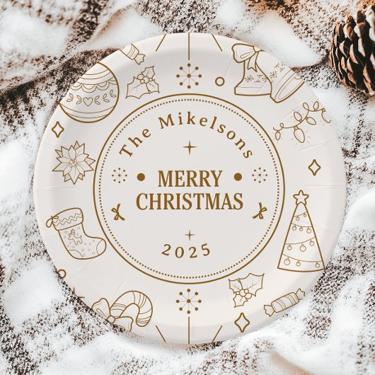 Elegante Gold Line Pappteller