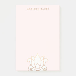 Elegante Gold Lined Pink Lotus Blume Post-it Klebezettel