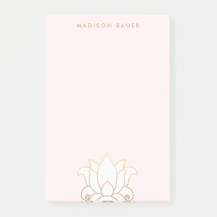 Elegante Gold Lined Pink Lotus Blume Post-it Klebezettel