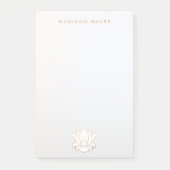 Elegante Gold Lined White Lotus Blume Post-it Klebezettel (Vorderseite)