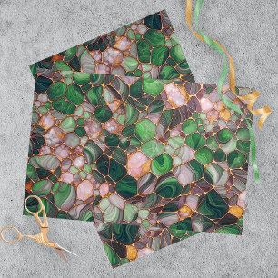 Elegante Gold Lines auf dem Smaragdgrünen Mosaik Seidenpapier