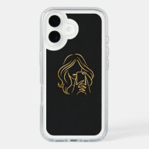 Elegante Gold-Linienkunst Selfie Mädchen iPhone 16