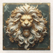 Elegante Gold Lion mit Royal Features Glasuntersetzer (Vorderseite)