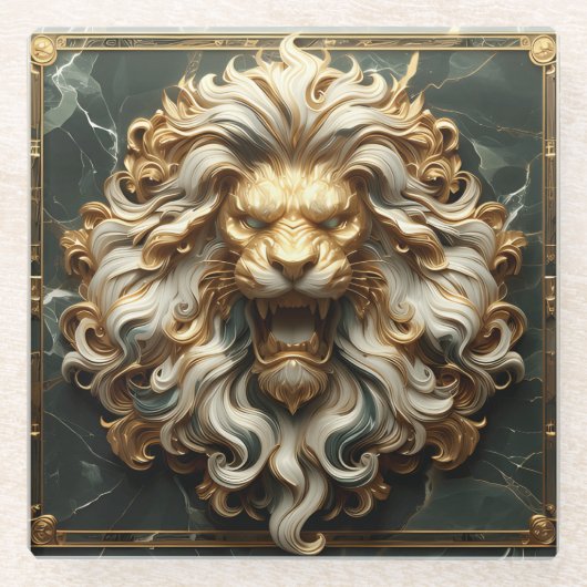 Elegante Gold Lion mit Royal Features Glasuntersetzer (Vorderseite)