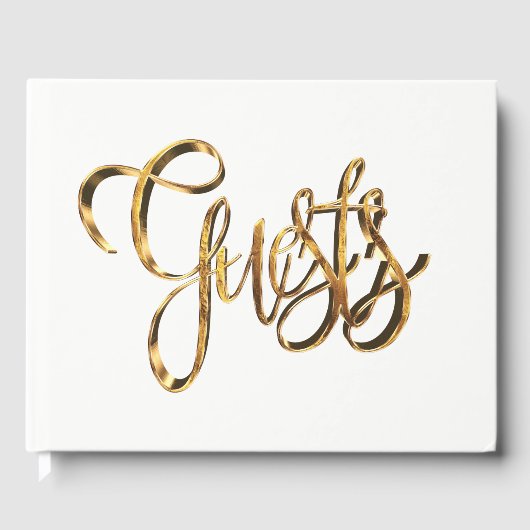 Elegante Gold Look Handwriting Typografy Gäste Gästebuch (Vorderseite)