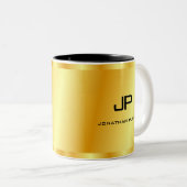 Elegante Gold Look Monogramm Vorlage Golden Zweifarbige Tasse (VorderseiteRechts)