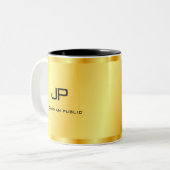 Elegante Gold Look Monogramm Vorlage Golden Zweifarbige Tasse (Vorderseite Links)