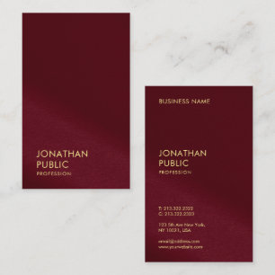 Elegante Gold Look Text Template Burgundy Red Visitenkarte