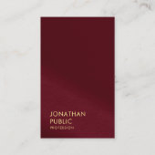 Elegante Gold Look Text Template Burgundy Red Visitenkarte (Vorderseite)