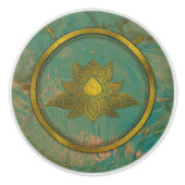 Elegante Gold Lotus Blume auf Marmor Keramikknauf (Vorderseite)