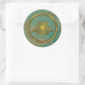 Elegante Gold Lotus Blume auf Marmor Runder Aufkleber (Tasche)