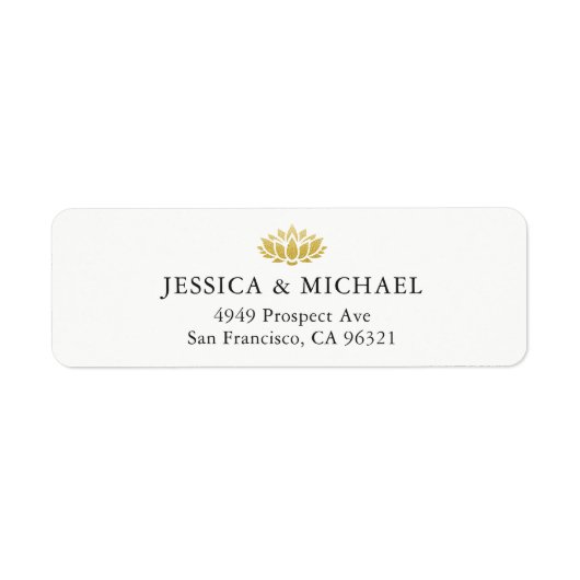 Elegante Gold Lotus Blume Custom Rücksendeadresse (Vorne)