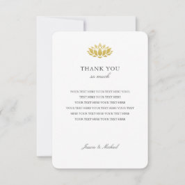 Elegante Gold Lotus Blume Hochzeit Dankeschön Kart Dankeskarte