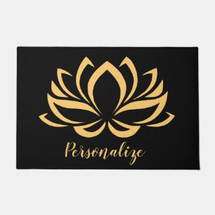 Elegante Gold Lotus Blume Zen Yoga Mit Monogramm Fußmatte