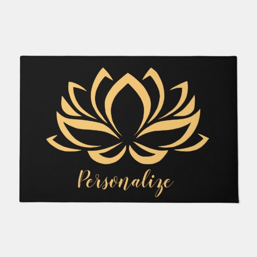 Elegante Gold Lotus Blume Zen Yoga Mit Monogramm  Fußmatte (Vorderseite)
