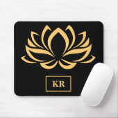Elegante Gold Lotus Blume Zen Yoga Monogramm Mousepad (Mit Mouse)